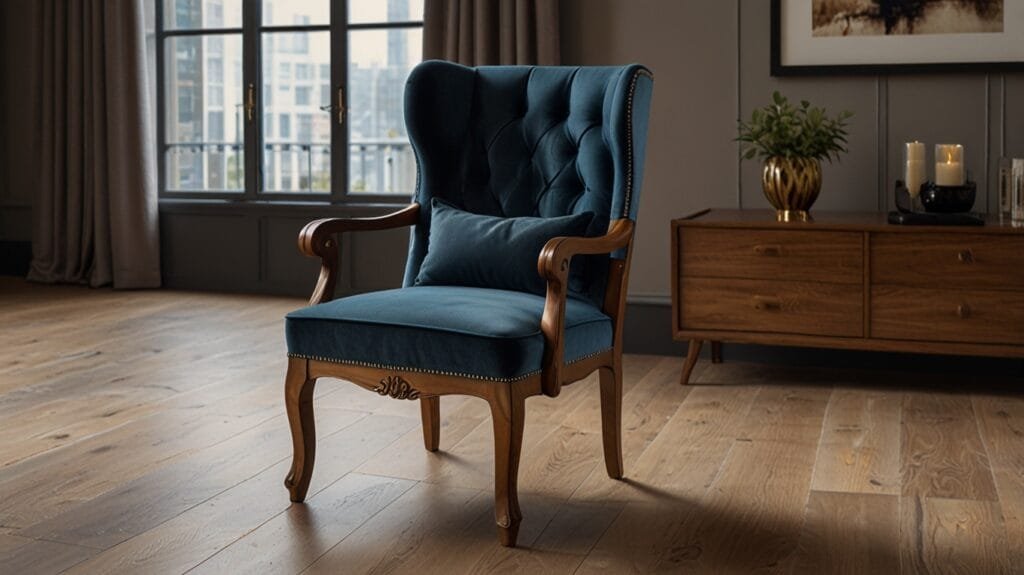 Wooden High Back Chair with Arms